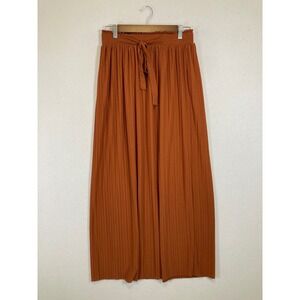 Earthy Boho Soho Apparel Women M Terracotta Pleated Paperbag Waist Maxi Skirt
